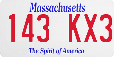 MA license plate 143KX3