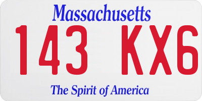 MA license plate 143KX6