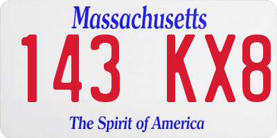 MA license plate 143KX8