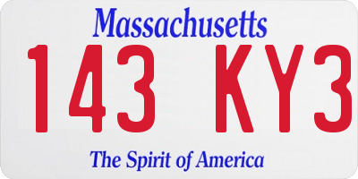 MA license plate 143KY3