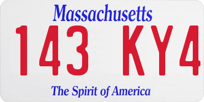 MA license plate 143KY4