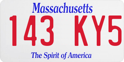 MA license plate 143KY5
