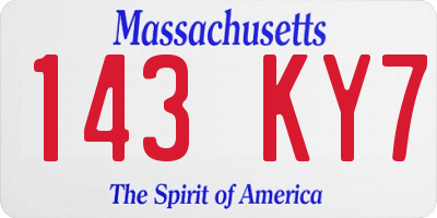 MA license plate 143KY7
