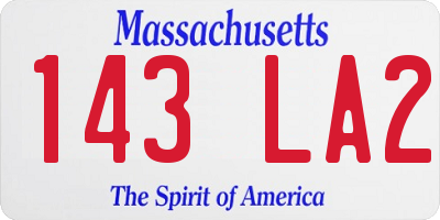 MA license plate 143LA2