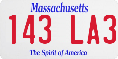 MA license plate 143LA3