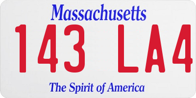 MA license plate 143LA4