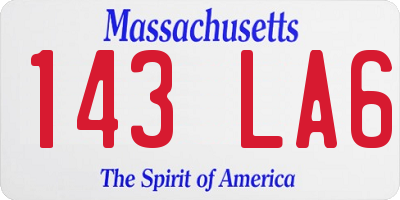 MA license plate 143LA6