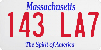 MA license plate 143LA7