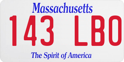 MA license plate 143LB0