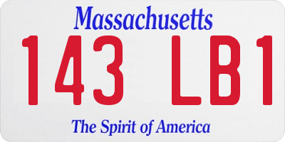 MA license plate 143LB1