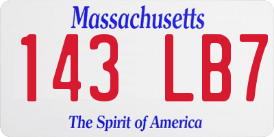 MA license plate 143LB7
