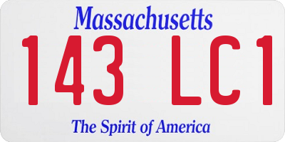 MA license plate 143LC1