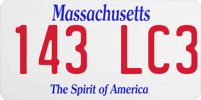 MA license plate 143LC3
