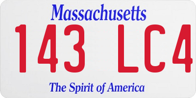 MA license plate 143LC4