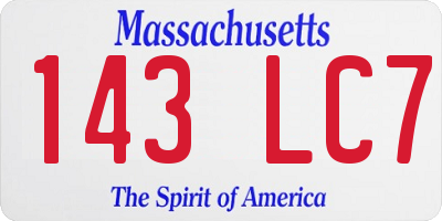 MA license plate 143LC7