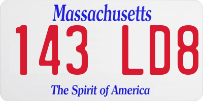 MA license plate 143LD8