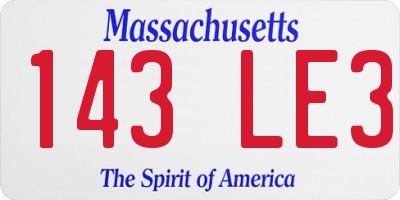 MA license plate 143LE3