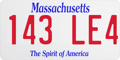 MA license plate 143LE4