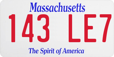 MA license plate 143LE7