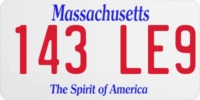 MA license plate 143LE9