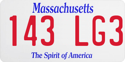 MA license plate 143LG3
