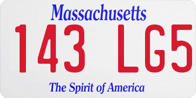 MA license plate 143LG5