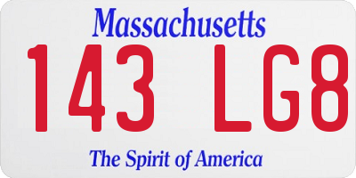 MA license plate 143LG8