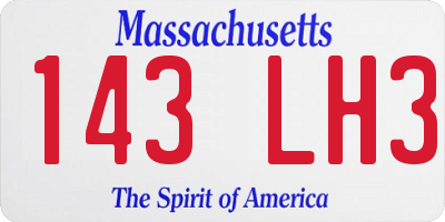 MA license plate 143LH3