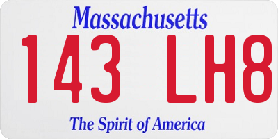 MA license plate 143LH8