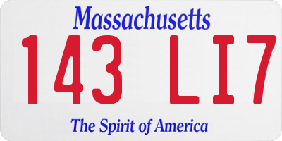 MA license plate 143LI7