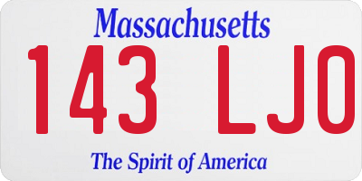 MA license plate 143LJ0