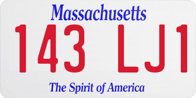 MA license plate 143LJ1