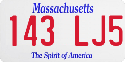 MA license plate 143LJ5