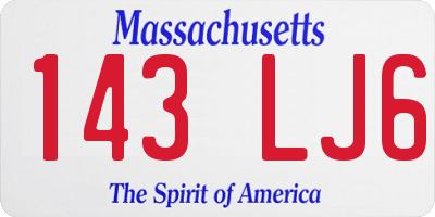 MA license plate 143LJ6
