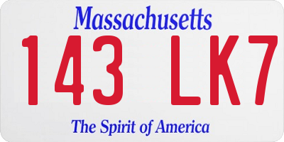 MA license plate 143LK7