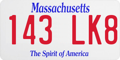 MA license plate 143LK8