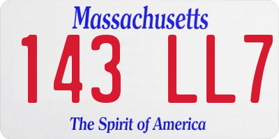 MA license plate 143LL7