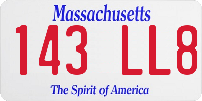 MA license plate 143LL8
