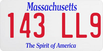 MA license plate 143LL9