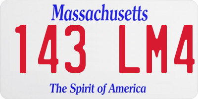 MA license plate 143LM4