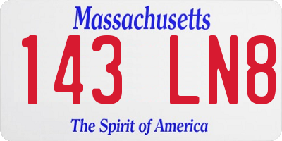 MA license plate 143LN8