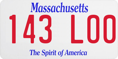 MA license plate 143LO0