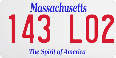 MA license plate 143LO2
