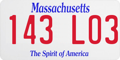 MA license plate 143LO3