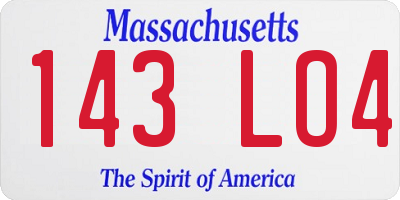 MA license plate 143LO4