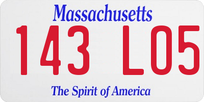 MA license plate 143LO5