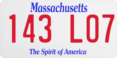 MA license plate 143LO7