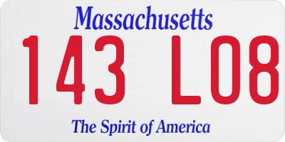 MA license plate 143LO8