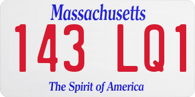 MA license plate 143LQ1