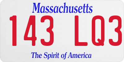 MA license plate 143LQ3